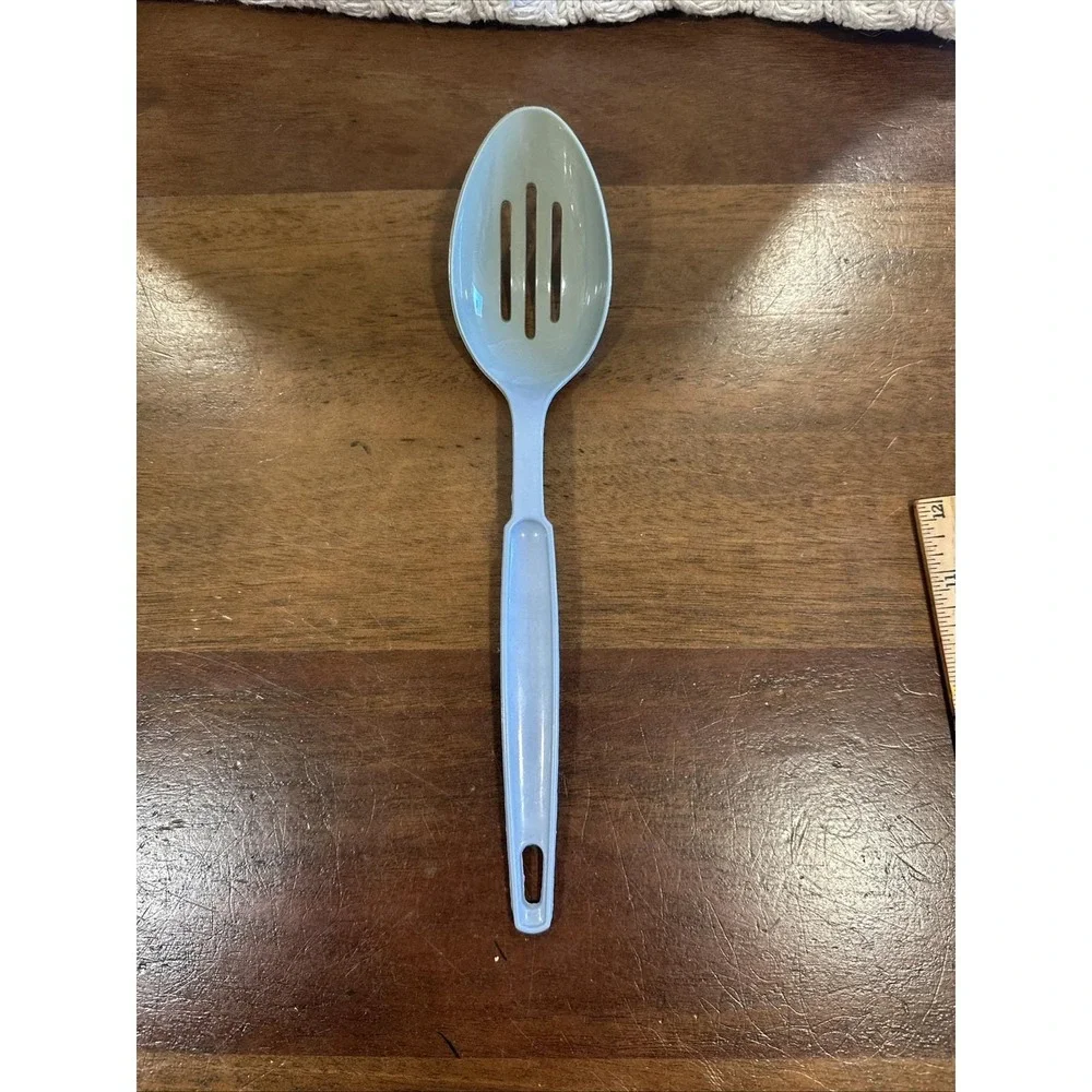 Vintage Ekco Plastic Nylon Spoons Cooking Slotted Blue 11